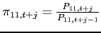 $\pi _{11,t+j} =\frac{P_{11,t+j}}{P_{11,t+j-1}}$