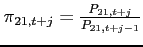 $\pi _{21,t+j} =\frac{P_{21,t+j}}{P_{21,t+j-1}}$