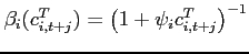$\beta_i(c^T_{i,t+j})=\left (1+\psi_{i} c^T_{i,t+j} \right)^{-1}$
