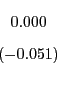 \begin{displaymath} \begin{array}[c]{c} 0.000\ \left( -0.051\right) \end{array}\end{displaymath}