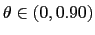 $ \theta\in(0,0.90)$