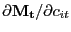$ \partial\mathbf{M_{t}} / \partial c_{it}$