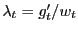$ \lambda_{t} = g^{\prime}_{t} / w_{t}$