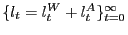 $ \{l_{t} = l^{W}_{t} + l^{A}_{t}\}_{t=0} ^{\infty}$