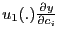 $ u_{1}(.) \frac{\partial y}{\partial c_{i}}$