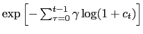 $ \exp\left[ -\sum _{\tau=0}^{t-1}\gamma\log(1+c_{t})\right] $