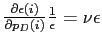 $ \frac{\partial\epsilon(i)}{\partial p_{D}(i)}\frac{1}{\epsilon} = \nu\epsilon$