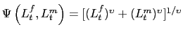 $ \Psi\left( L_{t}^{f},L_{t}^{m}\right) =[(L_{t}^{f})^{\upsilon}+(L_{t}^{m})^{\upsilon }]^{1/\upsilon}$