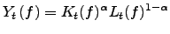 $\displaystyle Y_{t}\left( f\right) =K_{t}(f)^{\alpha}L_{t}(f)^{1-\alpha}$