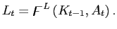 $\displaystyle L_{t}=\digamma ^{L}\left( K_{t-1},A_{t}\right) .$
