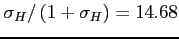 $ \sigma_{H}/\left(1+\sigma_{H}\right)=14.68$