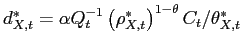 $ d_{X,t}^{\ast }=\alpha Q_{t}^{-1}\left( \rho _{X,t}^{\ast }\right) ^{1-\theta }C_{t}/\theta _{X,t}^{\ast }$
