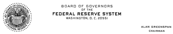 FRB Letterhead for Chairman Alan Greenspan