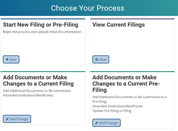 Image of Choose Your Process page